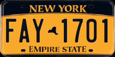 NY license plate FAY1701