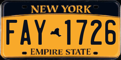 NY license plate FAY1726