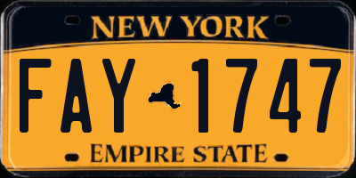 NY license plate FAY1747