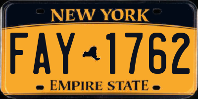 NY license plate FAY1762