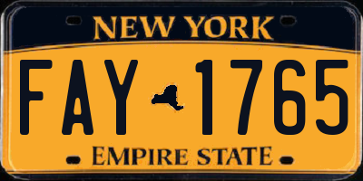 NY license plate FAY1765