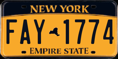 NY license plate FAY1774