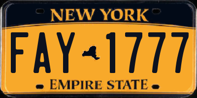 NY license plate FAY1777