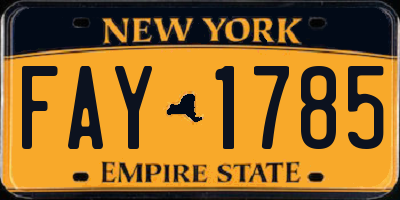 NY license plate FAY1785