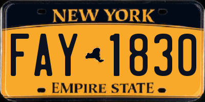 NY license plate FAY1830