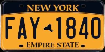 NY license plate FAY1840