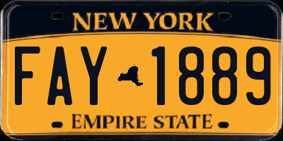 NY license plate FAY1889