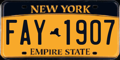 NY license plate FAY1907