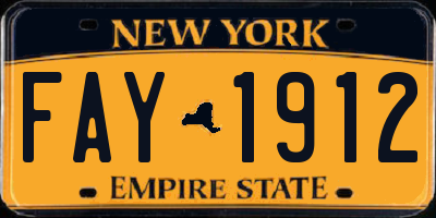NY license plate FAY1912