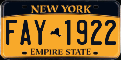 NY license plate FAY1922