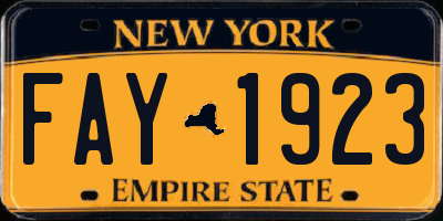 NY license plate FAY1923