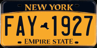 NY license plate FAY1927