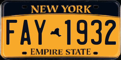 NY license plate FAY1932
