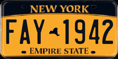 NY license plate FAY1942