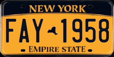 NY license plate FAY1958
