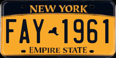NY license plate FAY1961