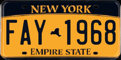 NY license plate FAY1968