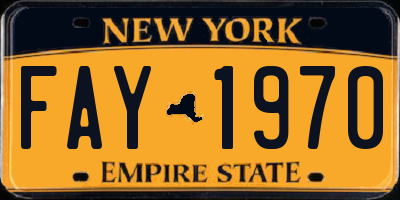 NY license plate FAY1970