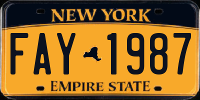 NY license plate FAY1987