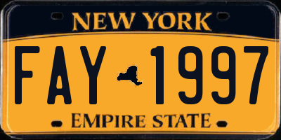 NY license plate FAY1997