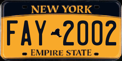NY license plate FAY2002