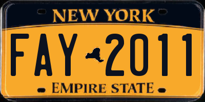 NY license plate FAY2011