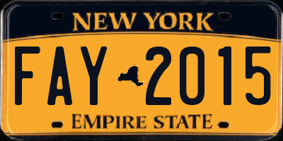 NY license plate FAY2015