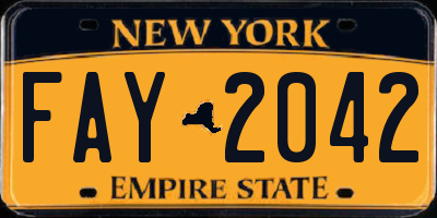 NY license plate FAY2042