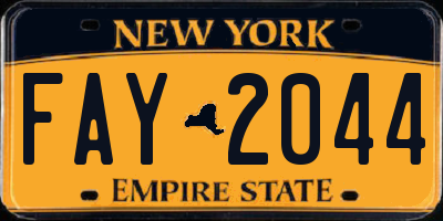 NY license plate FAY2044
