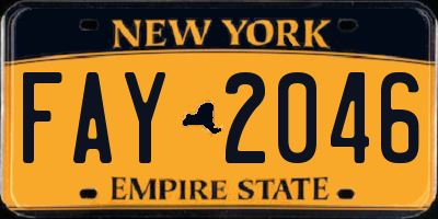 NY license plate FAY2046