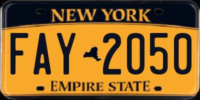 NY license plate FAY2050