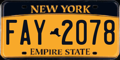 NY license plate FAY2078