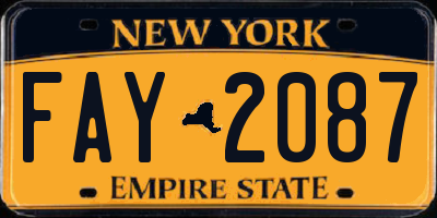 NY license plate FAY2087