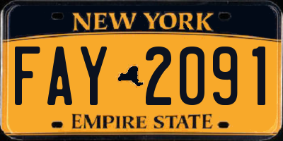NY license plate FAY2091