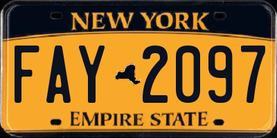 NY license plate FAY2097