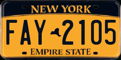 NY license plate FAY2105