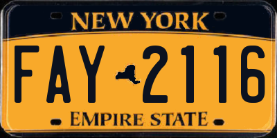 NY license plate FAY2116