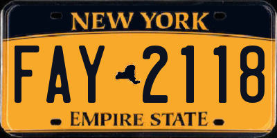 NY license plate FAY2118