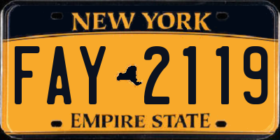 NY license plate FAY2119