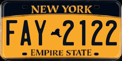 NY license plate FAY2122