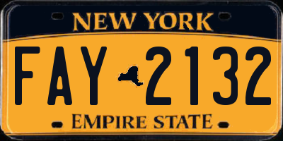NY license plate FAY2132