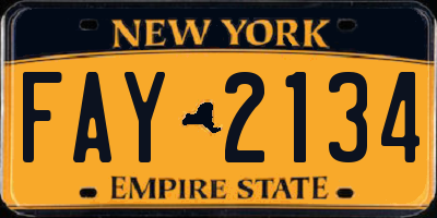 NY license plate FAY2134