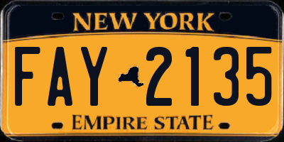 NY license plate FAY2135