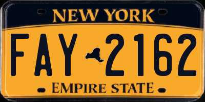 NY license plate FAY2162