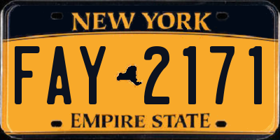 NY license plate FAY2171