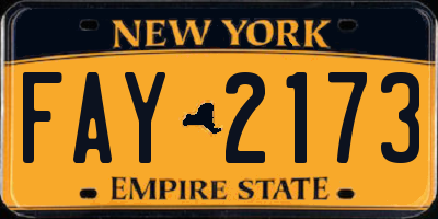 NY license plate FAY2173