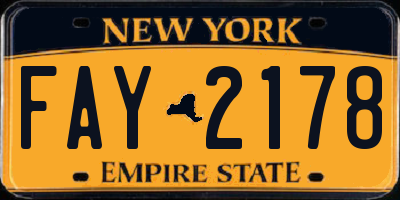 NY license plate FAY2178