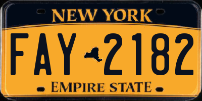 NY license plate FAY2182