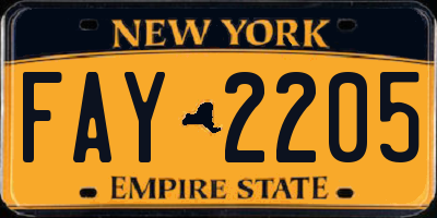 NY license plate FAY2205