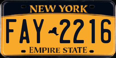 NY license plate FAY2216